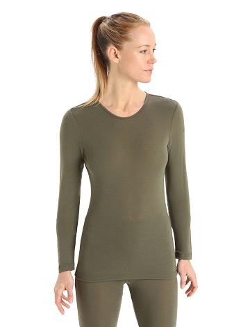 Dámské Jeden kus a sady Icebreaker Merino 175 Everyday Long Sleeve Crewe Thermal Top Olivy Zelené | CZ 1169JPQJ